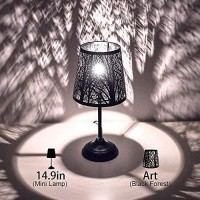 Timeflies Touch Control Mini Table Lamp, 3 Way Dimmable Bedside Lamp, Decorative Nightstand Lamp?For Bedroom, Living Room, Black Metal Shade Forest Lighting(Bulb Included)