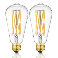 Leools Filament Led Edison Bulb 15W Dimmable 2700K Warm White 1300Lm, 120W Incandescent Equivalent E26 Base, St64 Vintage Led Filament Bulbs, 360 Degrees Beam Angle, Pack Of 2