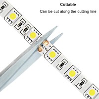 Yunbo Led Strip Light Natural White 4000-4500K, 16.4Ft/5M 300 Units Cuttable Smd 5050 24V Waterproof Flexible Led Tape Light For Home, Kitchen Cabinet, Living Room Lighting Decoration