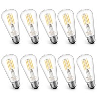 Mastery Mart Dimmable Vintage E26 Led Light Bulb, 4000K Cool White 5.5W (60 Watt Equivalent), Glass St21 Antique Edison Style, 500Lm, Decorative Filament Bulb, Ul And Energy Star, 10 Pack