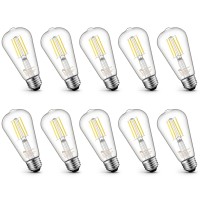 Mastery Mart Dimmable Vintage E26 Led Light Bulb, 5000K Daylight White 5.5W (60 Watt Equivalent), Glass St21 Antique Edison Style, 500Lm, Decorative Filament Bulb, Ul And Energy Star, 10 Pack