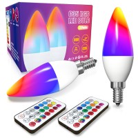 Rgb E12 Light Bulb Candelabra Led Bulbs Dimmable 3W Rgbw E12 Color Changing Bulb Candle Base E12 Colored Light Bulb Rgb+Warm White C35 Candelabra Edison Led Bulbs With Remote Control For Mood Lighting