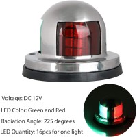 Led Boat Navigation Lights, 12V Ip65 Waterproof Signal Lamp Red Green Led Navigation Warning Light For Boat Pontoon Yacht Skeeter-Stainless Steel Shell