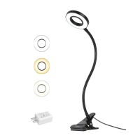 Eyocean Led Reading Light, Dimmable Clamp Light For Bed Headboard, Bedroom, Office, 3 Modes & 9 Dimming Levels, Flexible Clip Desk Lamp, Adapter Included (Matteblack)