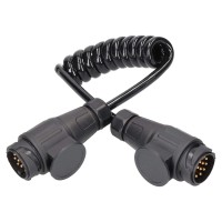 Ab Tools Trailer Light Electrics 15M Curly Extension Cable Lead Male To Male 13 Pin Plugs