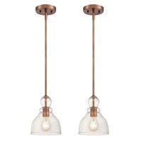 Ciata Lighting 1-Light Indoor Adjustable Mini Pendant Light Base - Washed Copper Pendant Light - Indoor Pendant Light Fixtures (2 Pack)