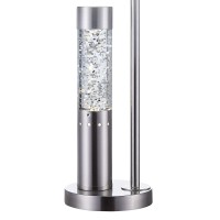 Acme Claus Drum Shade Metal Table Lamp With Glass Tube In Brushed Nickel