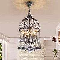 Specifications StyleRetro Birdcage Pendant Lamp Finsh Black Metal Color Black Material Metal Crystal Socket Specs Base E12 standard size Number Of Lights 4pcs Bulbs Not Included Bulb Wattage 40 max wattage for use with this fixture Voltage 110V Hanging Ch