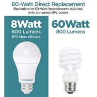 Viribright Lighting 750338-4Sc Viribright Non-Dimmable A19 Light, 8 (60 Watt Replacement), Warm White 2700-Kelvin, E26 Base Led Bulb, Ul Listed, Pack Of 4, 4-Pack