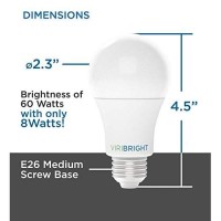 Viribright Lighting 750338-4Sc Viribright Non-Dimmable A19 Light, 8 (60 Watt Replacement), Warm White 2700-Kelvin, E26 Base Led Bulb, Ul Listed, Pack Of 4, 4-Pack