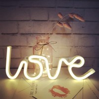 Qiaofei Neon Love Signs Light Led Love Art Decorative Marquee Sign - Wall Decor/Table Decor For Wedding Party Kids Room Living Room House Bar Pub Hotel Beach Recreational (Warm White)