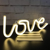 Qiaofei Neon Love Signs Light Led Love Art Decorative Marquee Sign - Wall Decor/Table Decor For Wedding Party Kids Room Living Room House Bar Pub Hotel Beach Recreational (Warm White)