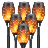 Dikaida 4 Pack Solar Outdoor Lights Torches With Led Flickering Flame Outdoor Waterproof, Solar Powered Pathway Lights Landscape Lanterns Lighting Pathway, Porch,Yard Christmas