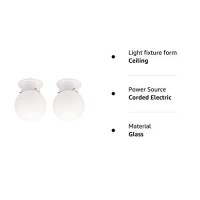 Westinghouse One-Light Flush-Mount Interior Ceiling Fixture With Pull Chain, White Finish With White Glass Globe 2 Pack (White 2 Pack)