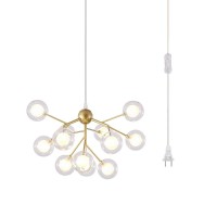 Dellemade Dd00134B Plug In Sputnik Chandelier 12-Light Pendant Light With 16 Ft Cord Bulbs Included,Black (Gold)