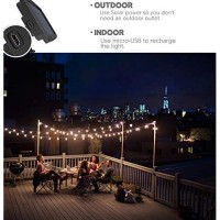 Sunlitec Solar String Lights Waterproof Led Indoor/Outdoor Hanging Umbrella Lights With 25 Bulbs - 27 Ft Patio Lights For Deckyard Tents Market Cafe Gazebo Porch Party Decor