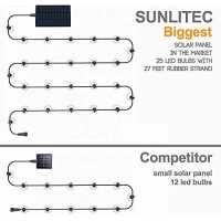 Sunlitec Solar String Lights Waterproof Led Indoor/Outdoor Hanging Umbrella Lights With 25 Bulbs - 27 Ft Patio Lights For Deckyard Tents Market Cafe Gazebo Porch Party Decor