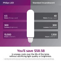 Philips Led Dimmable T20 Modern Light Bulb: 250-Lumens, 4000-Kelvin, 7.5-Watt (25-Watt Equivalent), Cool White, E26 Medium Screw Base, 538974