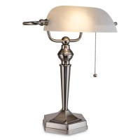 Alera Banker'S Lamp, Post Neck, 10W X 13.38D X 16H, Brushed Nickel