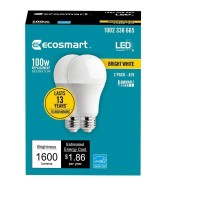 8Pack Ecosmart Led Dimmable 100Watt Bright White Light Bulb A19 1680Lumen 3000K E26 Base