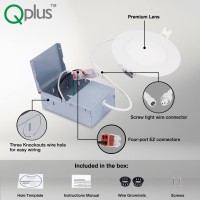 Qplus 24 Pack 4-Inch Ultra Thin Led Recessed Light With Junction Box, 3000K Warm White, Dimmable, Ic Rated, 10W = 75W, 750 Lumens, Etl, Energy Star, Csa Approved