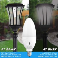 6 Pack Bluex Dusk To Dawn Led Bulbs, 6W E12 Base Light Bulb - 65W Equivalent - 5000K Daylight White - Smart Light Sensor Candelabra Bulb, Home Security Indoor, Outdoor, Driveway, Yard, Porch Lighting