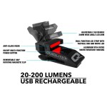 Quiqlitex2 Tactical Red/White Hands-Free Led Pocket Light, 20-200 Lumens, Aluminum Housing (Usb Rechargeable)