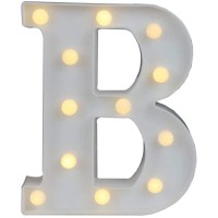 Sunnyglade White Marquee Led Alphabet Lights Arabic Numerals Lights For Party Home Bar Wedding Decor, Alphabet Wall Decoration Letter Lights (B)