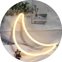 Hopolon Moon Neon Signs, Led Neon Light For Party Supplies, Girls Room Decoration Accessory, Table Decoration, Children Kids Gifts (Warm White Moon)