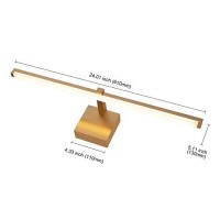 Melucee Modern Led Vanity Lights For Mirror 22W 2700K 1320Lm, Warm White Aluminium Brass Bathroom Vanity Lighting Fixtures Long Shade Makeup Light, 24 Inches