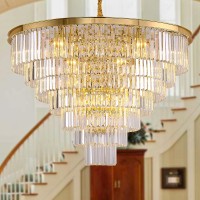 Meelighting Gold Crystal Chandelier Lighting Modern Contemporary Empress Chandeliers Pendant Ceiling Lamp Light Fixture 7Tier F