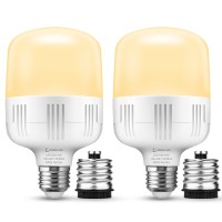 Lohas Super Bright Light Bulbs, 250-300W Equivalent, 3400Lm E26 Garage Led Bulb, 3000K Soft White, 30 Watt High Lumen Led Bulb, W/E39 Adapter For Commercial Warehouse Workshop Factory Backyard, 2 Pack