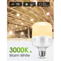 Lohas Super Bright Light Bulbs, 250-300W Equivalent, 3400Lm E26 Garage Led Bulb, 3000K Soft White, 30 Watt High Lumen Led Bulb, W/E39 Adapter For Commercial Warehouse Workshop Factory Backyard, 2 Pack