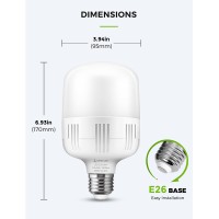 Lohas Super Bright Light Bulbs, 250-300W Equivalent, 3400Lm E26 Garage Led Bulb, 3000K Soft White, 30 Watt High Lumen Led Bulb, W/E39 Adapter For Commercial Warehouse Workshop Factory Backyard, 2 Pack