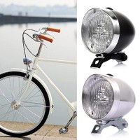 Leisuretime Retro Bike Headlight, 3 Led Bicycle Front Light Fog Vintage Headlamp Fog Night Safety Lamp With Bracket (Black)