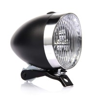 Leisuretime Retro Bike Headlight, 3 Led Bicycle Front Light Fog Vintage Headlamp Fog Night Safety Lamp With Bracket (Black)