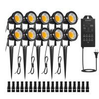 Zuckeo Low Voltage Landscape Lights Led Outdoor Landscape Lighting Kit With Timer Transformer & Connector 5W 12V Waterproof Electric Garden Lights Pathway Walls Trees Warm White Spotlights (10 Pack)