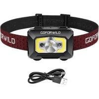 Goforwild Rechargeable Headlamp, Cob Enhanced Headlamp, 500 Lumens Ultra Bright Rechargeable Flashlight, Red Light And Motion Sensor, Waterproof, For Camping, Hiking, Outdoors (1 Pack)