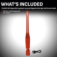 Schumacher Sl184Ru Slim 360 Degree Rechargeable Work Light Red - Features Ultra-Bright Directional Lighting, 360-Degree Swivel And Tilt, And Dimmer