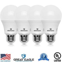 Great Eagle Lighting Corporation A19 Led Light Bulb, 9W (60W Equivalent), Ul Listed, 3000K (Soft White), 750 Lumens, Non-Dimmable, Standard Replacement (4 Pack)