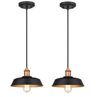 Westinghouse One-Light Indoor Pendant, Matte Black And Washed Copper Finish With Metallic Bronze Interior (2 Pack)