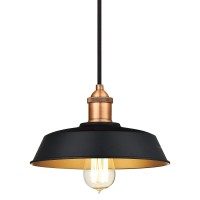 Westinghouse One-Light Indoor Pendant, Matte Black And Washed Copper Finish With Metallic Bronze Interior (2 Pack)