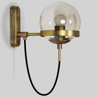 Yfmyy Retro Industrial Wrought Iron 1 Light E27 Wall Light Postmodern Glass Ball Bedroom Bedside Minimalist Hotel Aisle Wall Lamp Sconce Spotlights(Color: Black)