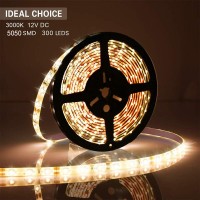 Velain 12V Led Strip Light Warm White 164Ft Waterproof Flexible Rope Light 300Leds Smd5050 Tape Ribbon Light For Home Party B