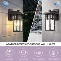 Smeike Outdoor Wall Lantern, Exterior Light Wall Mount With Water Glass, Black Outside Sconce Light, Aluminum Exterior Lights For House Porch Garage