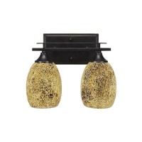 Uptowne 2 Light Bath Bar Shown In Dark Granite Finish With 5 Gold Fusion Glass