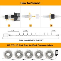 Vtechology Christmas String Lights, 33Ft 100 Leds Indoor String Lights 8 Modes With End-To-End Plug White (Clear Wire)