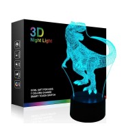 Dinosaur 3D Night Light Lamp Jurassic Tyrannosaurus T-Rex Led Lamps Baby Nursery Nightlight Kids' Room Home D?Or Xmas Birthday Toys Gifts 7 Color Changing