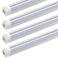 Shopled Led Shop Light 4Ft, 36W 4680Lm 6000K Cool White, V Shape, T8 4 Foot Led Tube Light Fixtures, Led Shop Lights For Garage, Basement, Plug And Play, 4 Pack