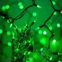 Yuletime Green Led Christmas Lights With Green Wire, 66 Feet 200 Count Ul Certified Commercial Grade Led Holiday String Light Set (Green - Green Wire)